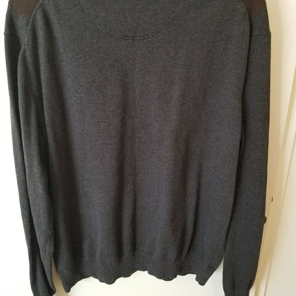 Men's V-Neck Argyle Sweater - Gray and Brown - Picture 2 of 6